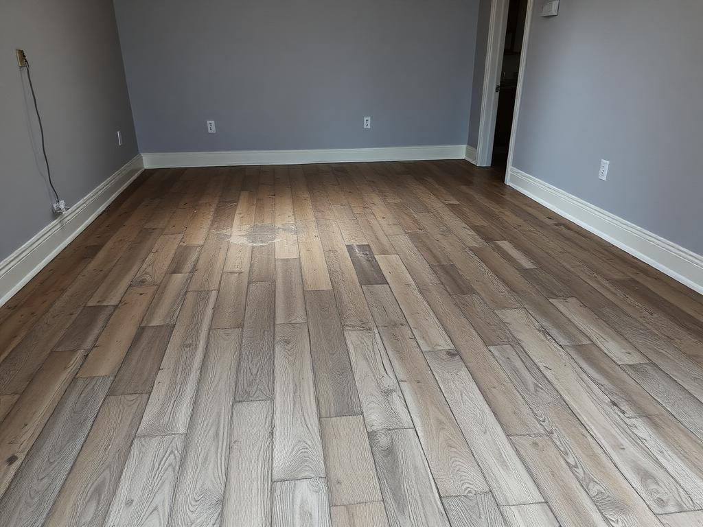 Plancher de bois franc usé avant restauration